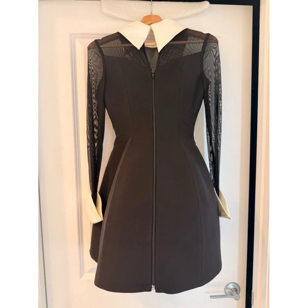 New Bronx and Banco Wednesday Long-Sleeve White Collar Mini dress, wedding guest - Picture 8 of 16